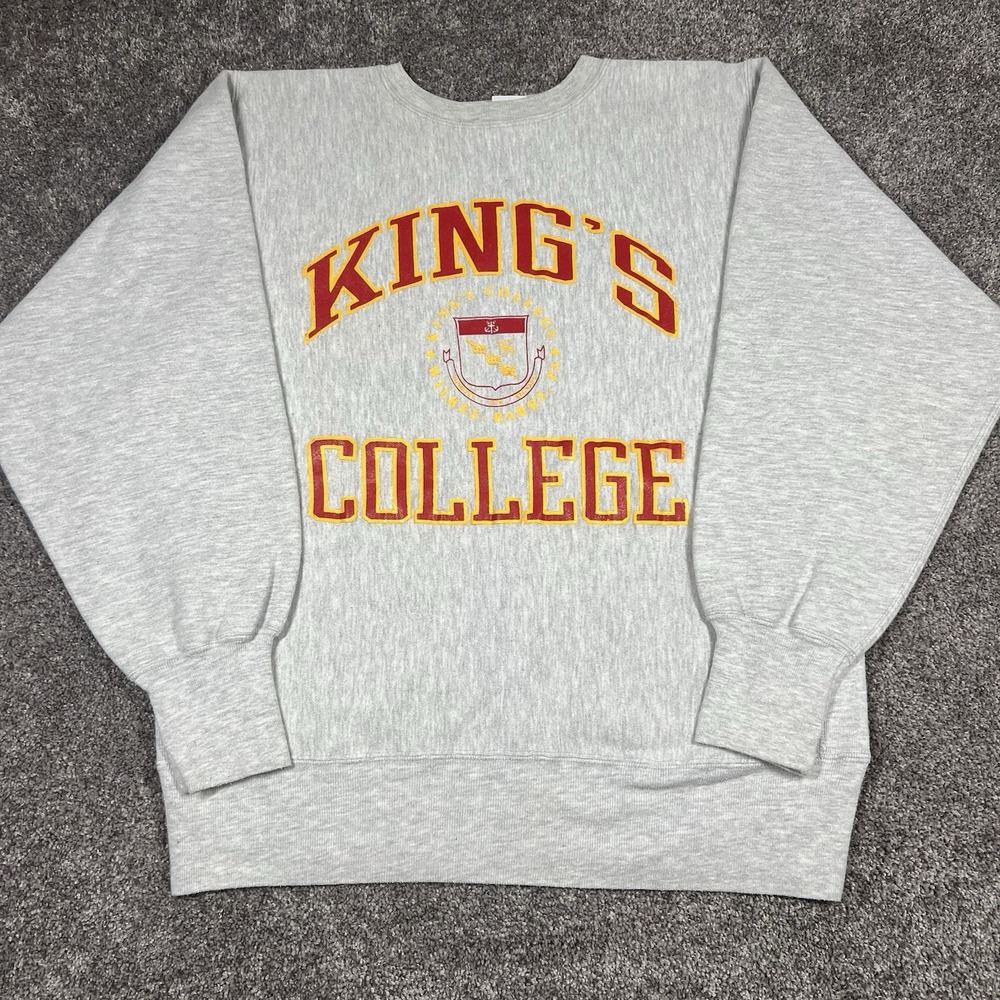 Vintage 80s 90s King's College Champion Reverse Weave Crewneck Sweatshirt XL USA